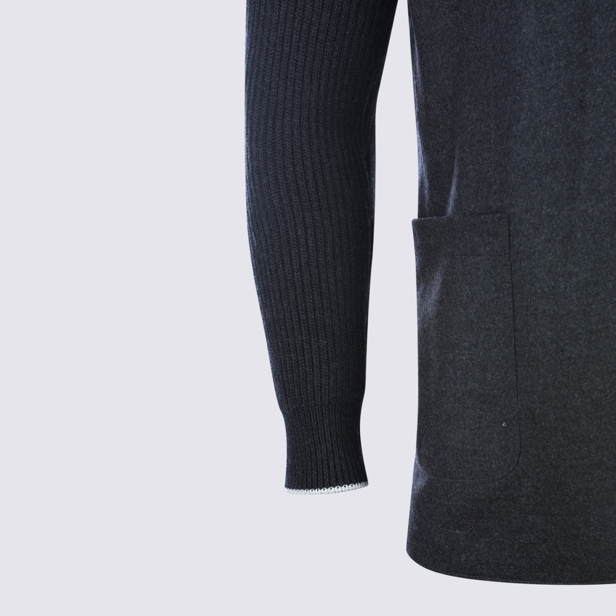 Eleventy Hooded Blazer With Ribbed Sleeves And Pockets In Black
