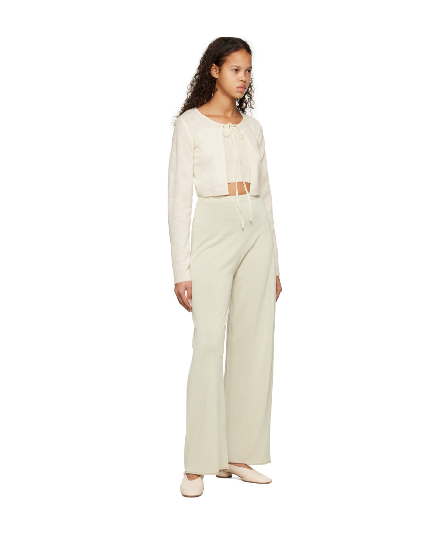 Low Classic See-through Knitted Casual Pants In Nude