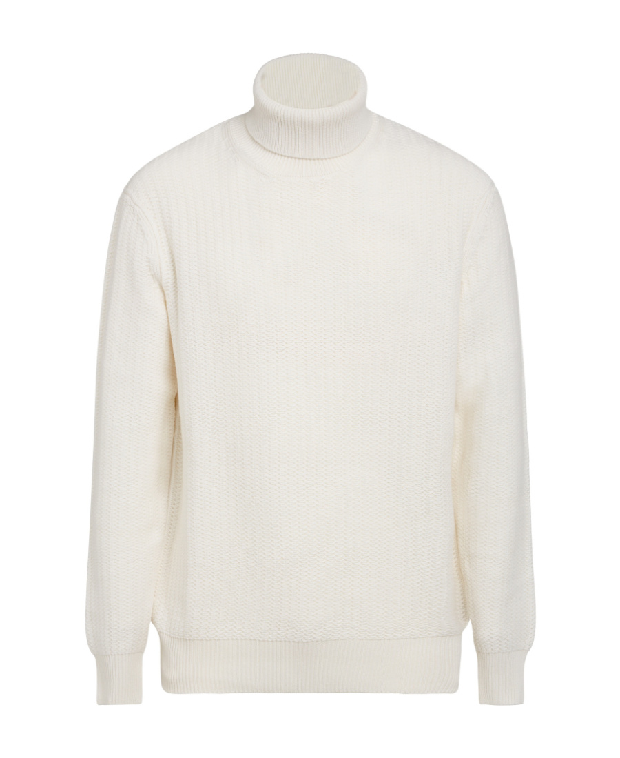Zegna Logo Turtleneck Sweater In White