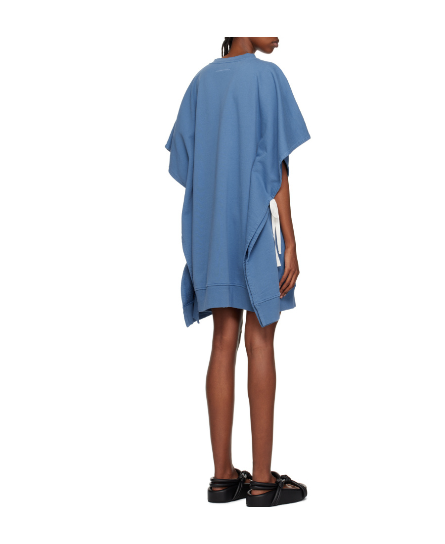 Mm6 Maison Margiela Round Collar Dress With Slit In Blue