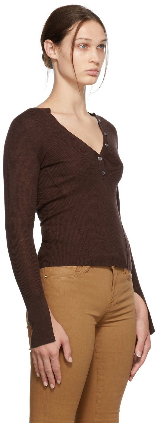 FRAME DECORATIVE-BUTTON WOOL-BLEND KNIT TOP