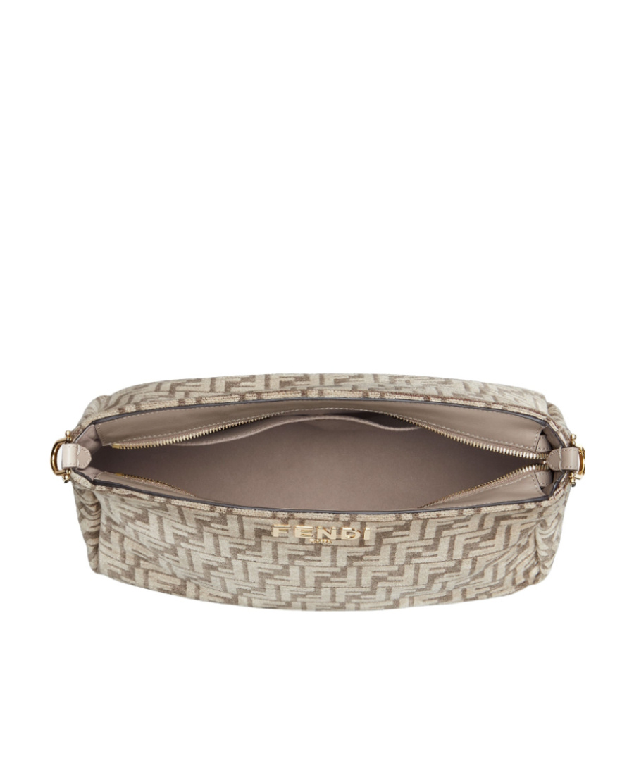Fendi Dove Grey Tapestry Fabric Bag In Nude