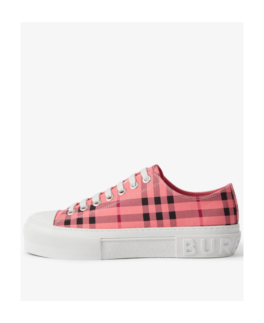 Burberry Check-print Lace-up Sneakers In Pink