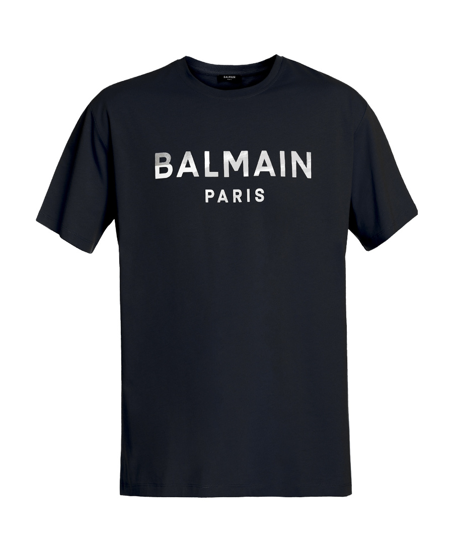 Shop Balmain Logo-print Cotton T-shirt In Black