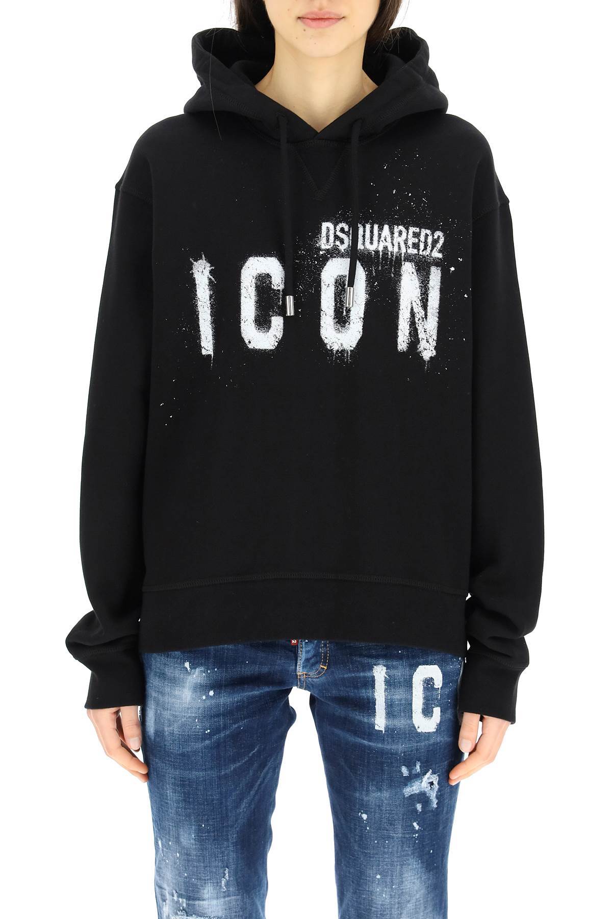 Dsquared2 Spray-paint Icon Print Hoodie In Black