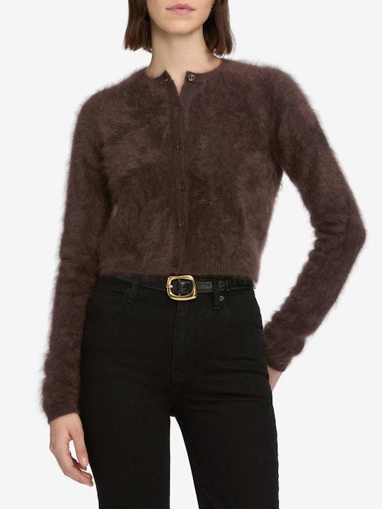 Frame Button-front Cardigan In Brown