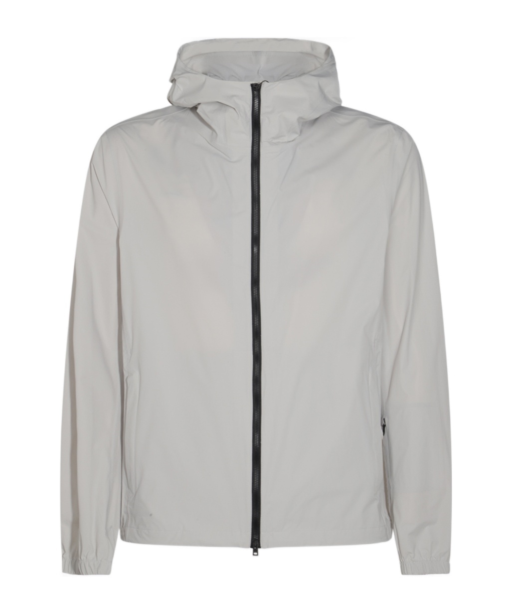 Herno Zip-up Hooded Jacket In Gray