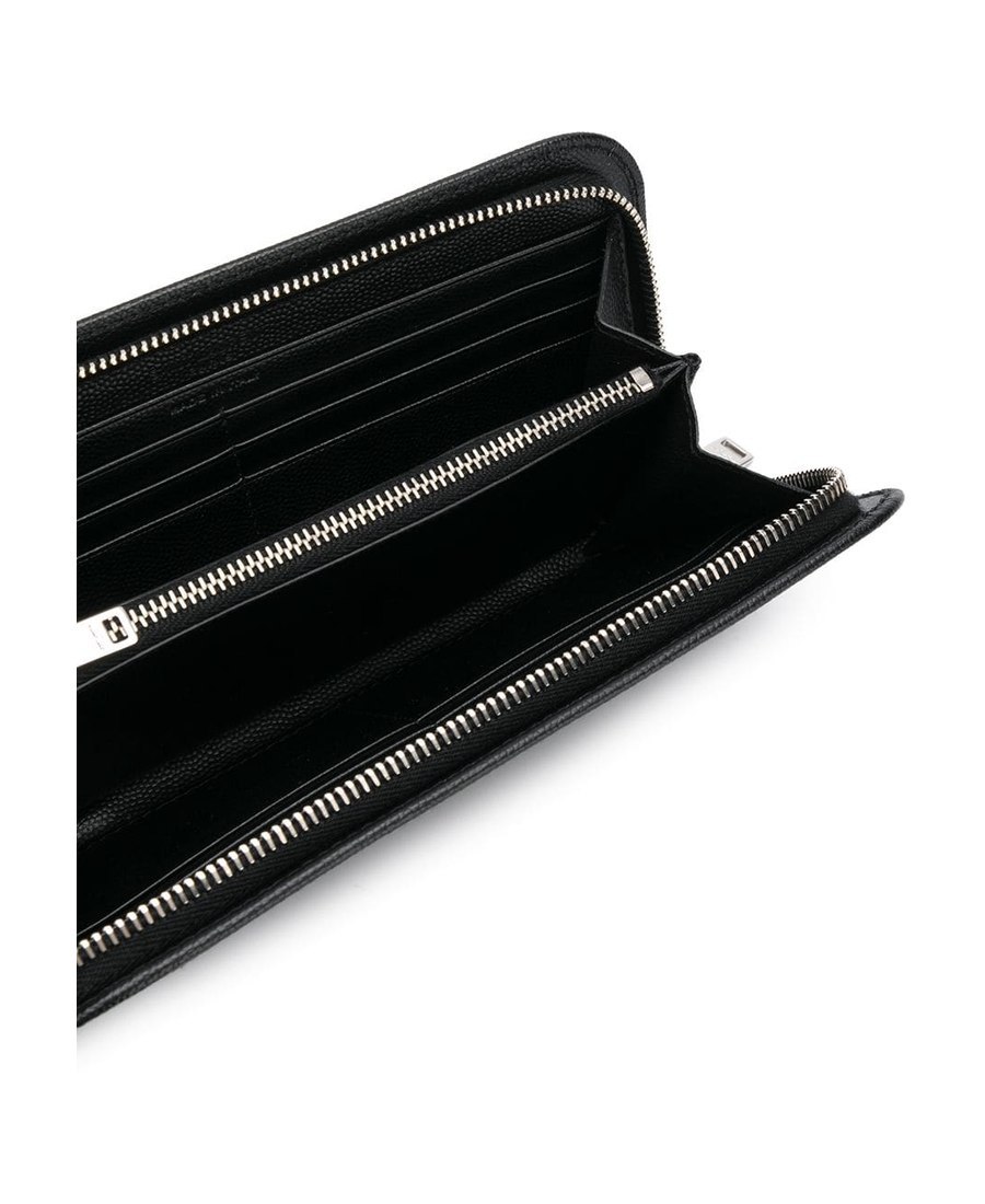Saint Laurent Logo Zipped Wallet In Black