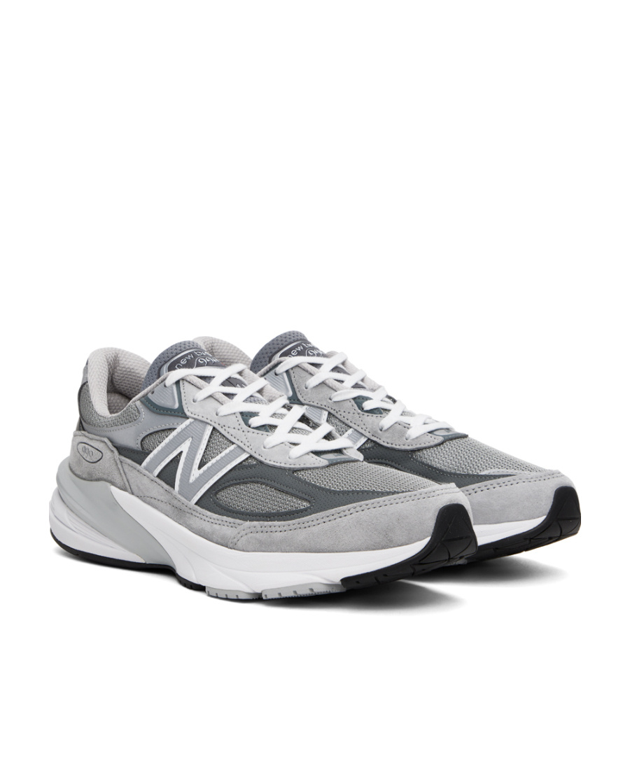 New Balance Grey Low Top Sneakers With Logo Detail In Suede And Tech Fabric Man In Gray