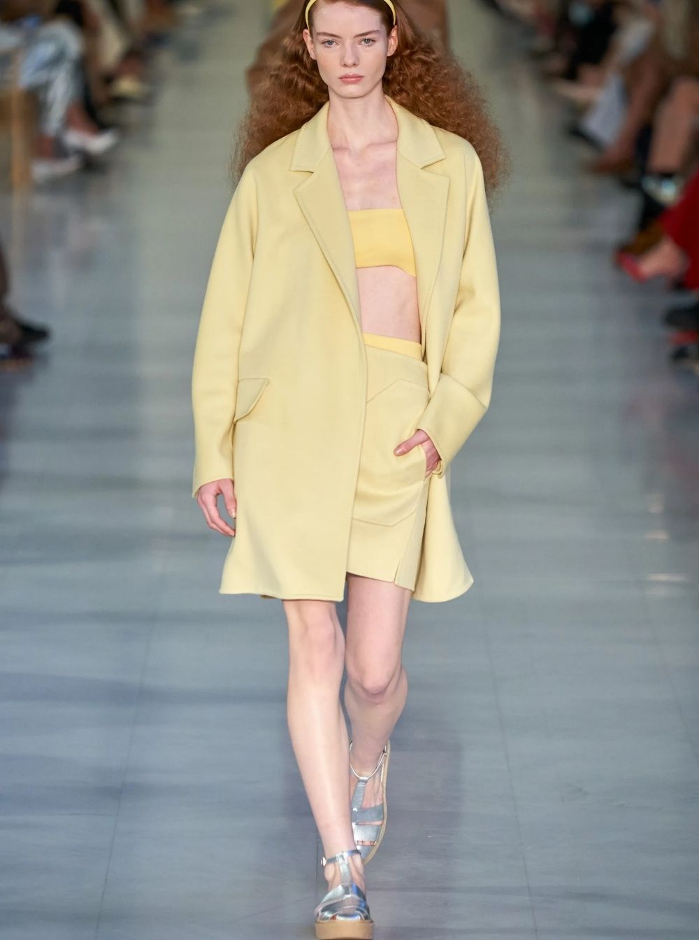 Max Mara Maxmara Womans Beira Wool Blend Yellow Coat In Nude