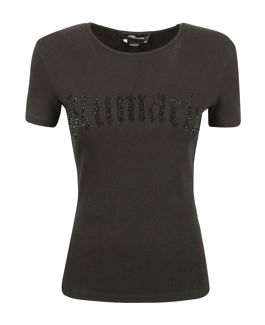 Blumarine Logo-print Cotton T-shirt In Black