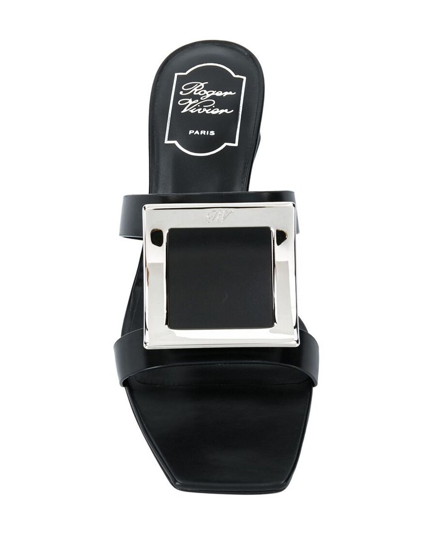 Roger Vivier Bikiviv Square Button Sandals In Black