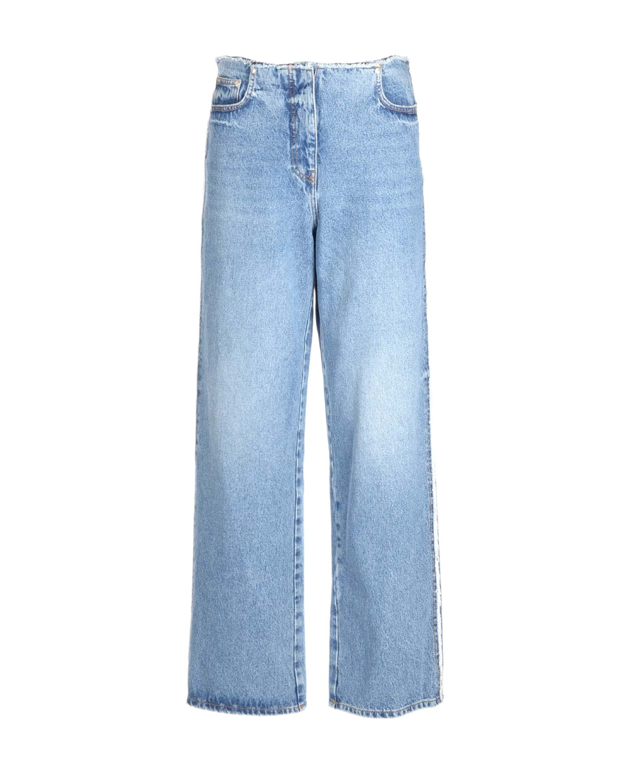 Msgm Distressed Wide-leg Jeans In Blue