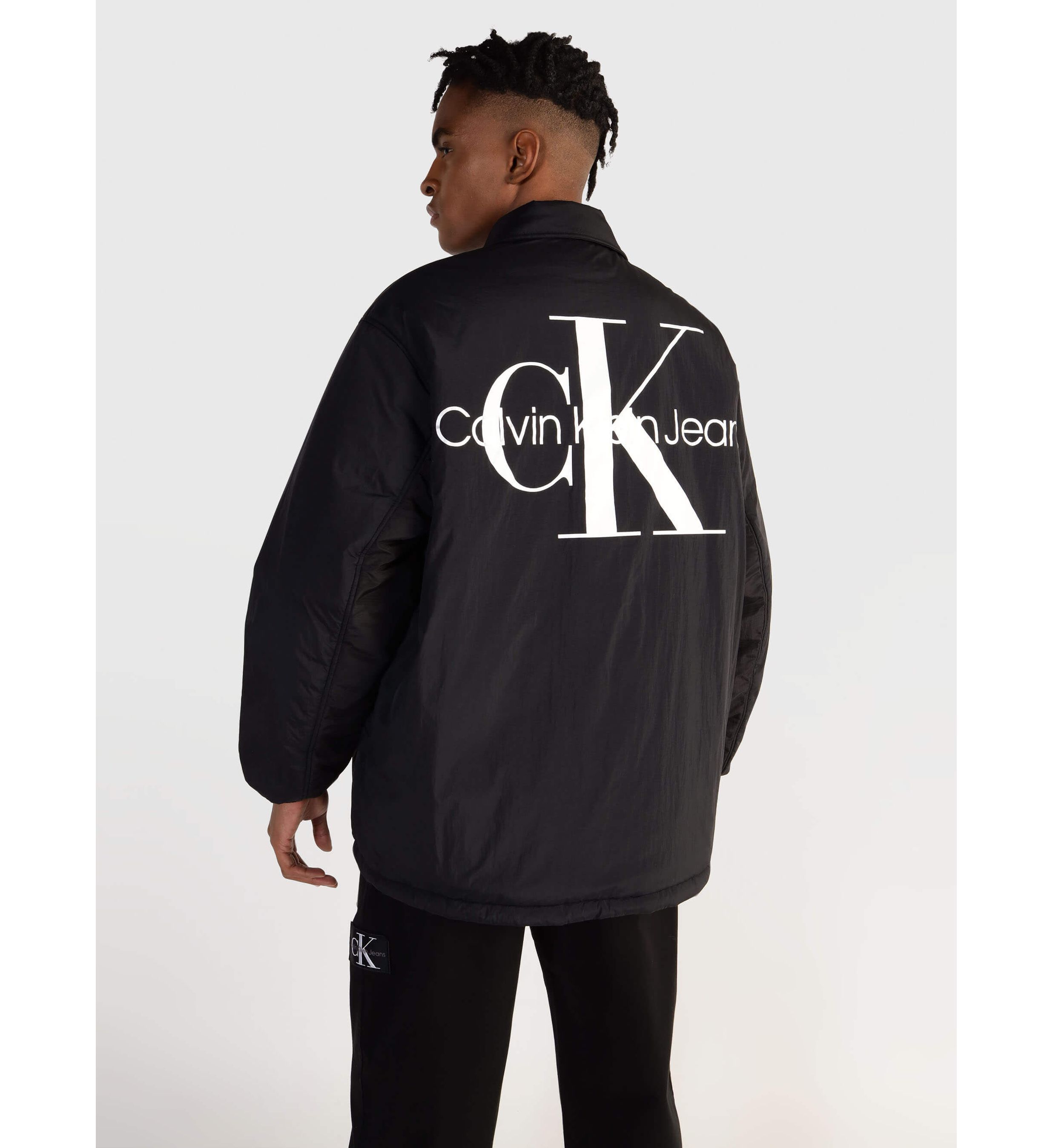 Shop Calvin Klein Long-sleeved Casual Jacket In Black