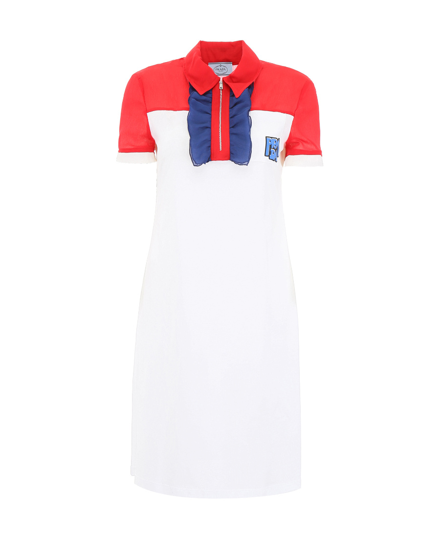 Prada Logo Short-sleeved Dress In White