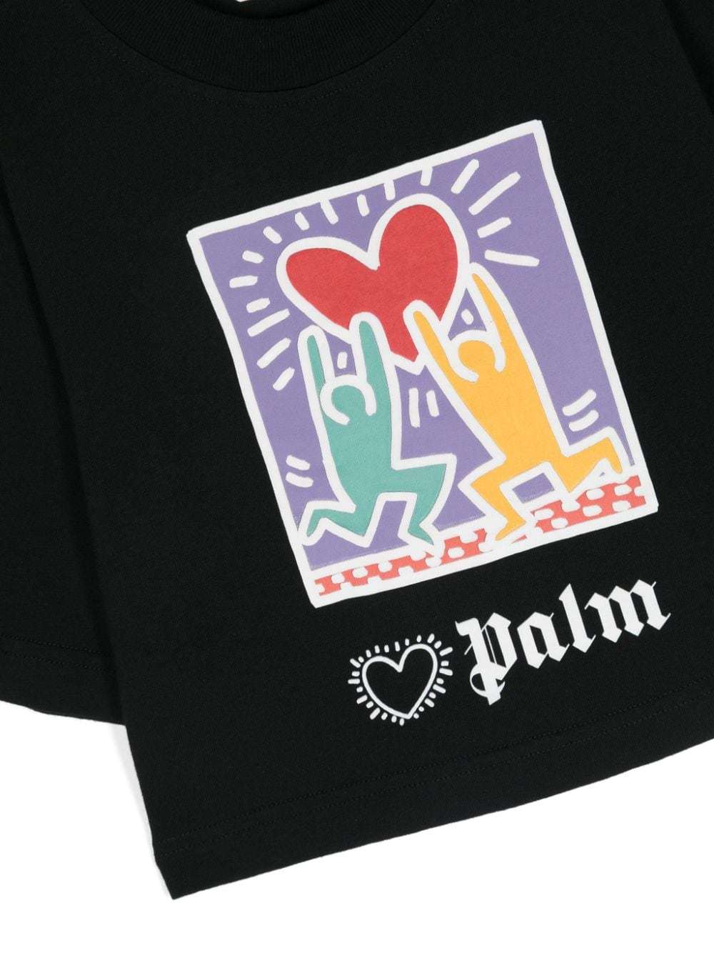 Palm Angels X Keith Haring Cropped-t-shirt Mit Print In Black