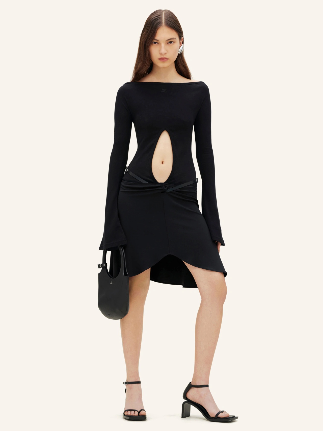 Courrèges Courreges Women Slash Ellipse Crepe Jerse Mini Skirt In Black
