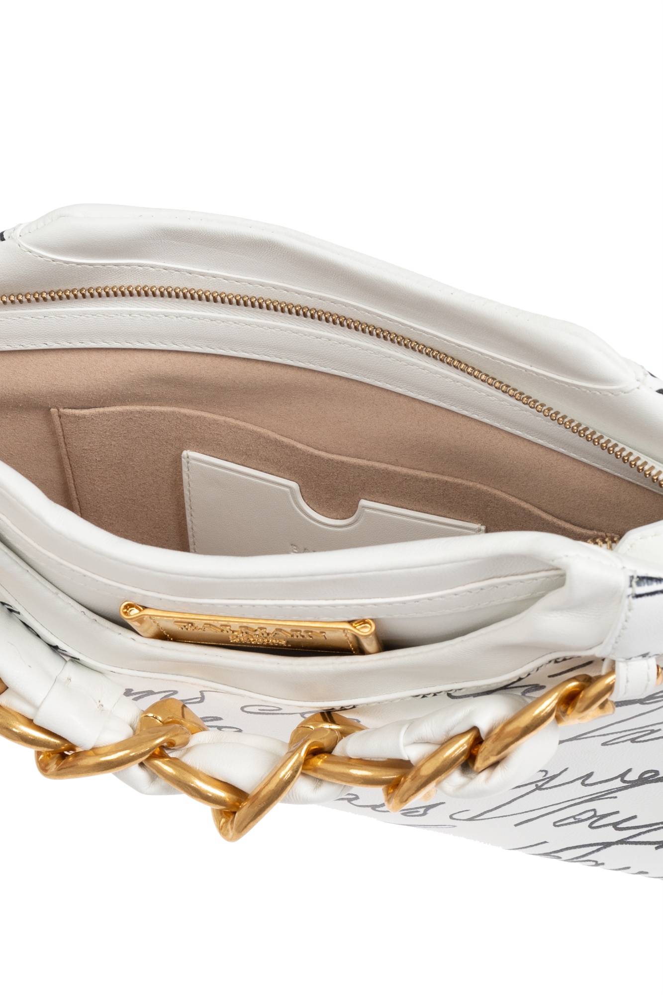 Balmain Pattern Clutch In White