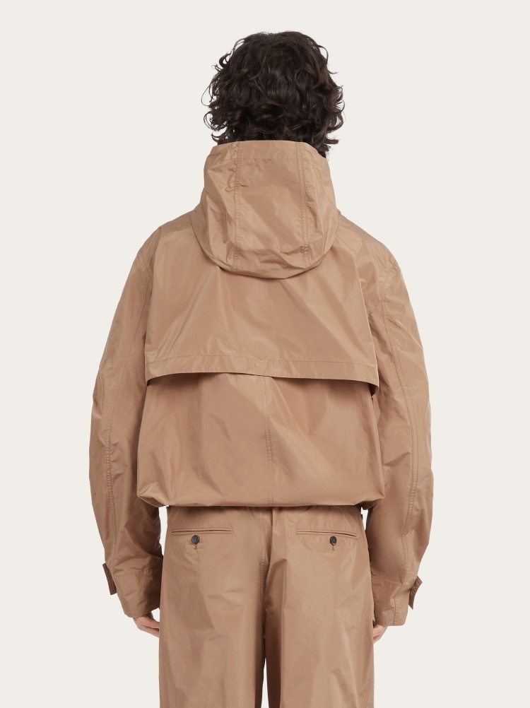 Ferragamo Hooded Casual Jacket In Brown