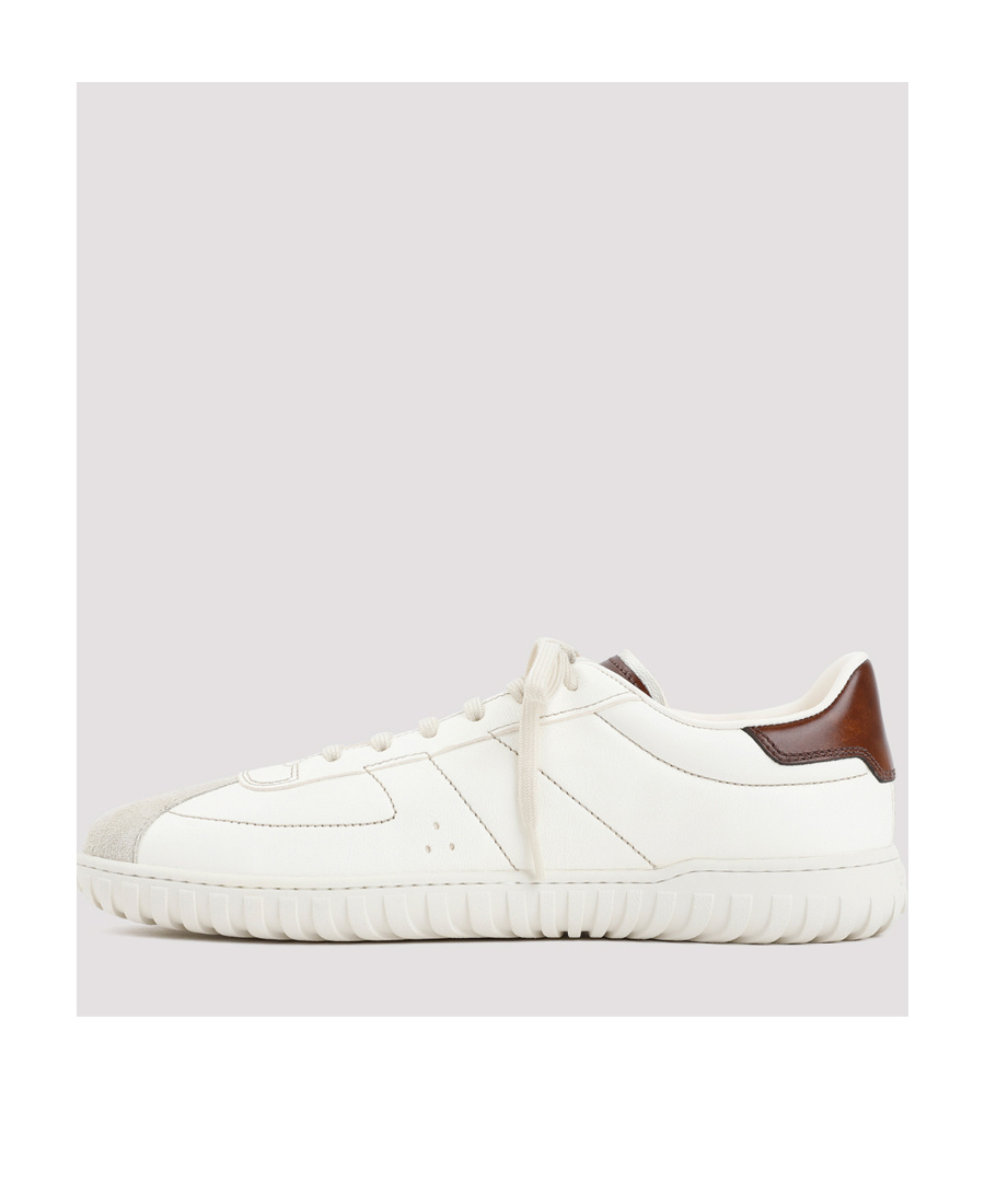 Berluti Trainer Leather Sneakers With Logo Engraving In White