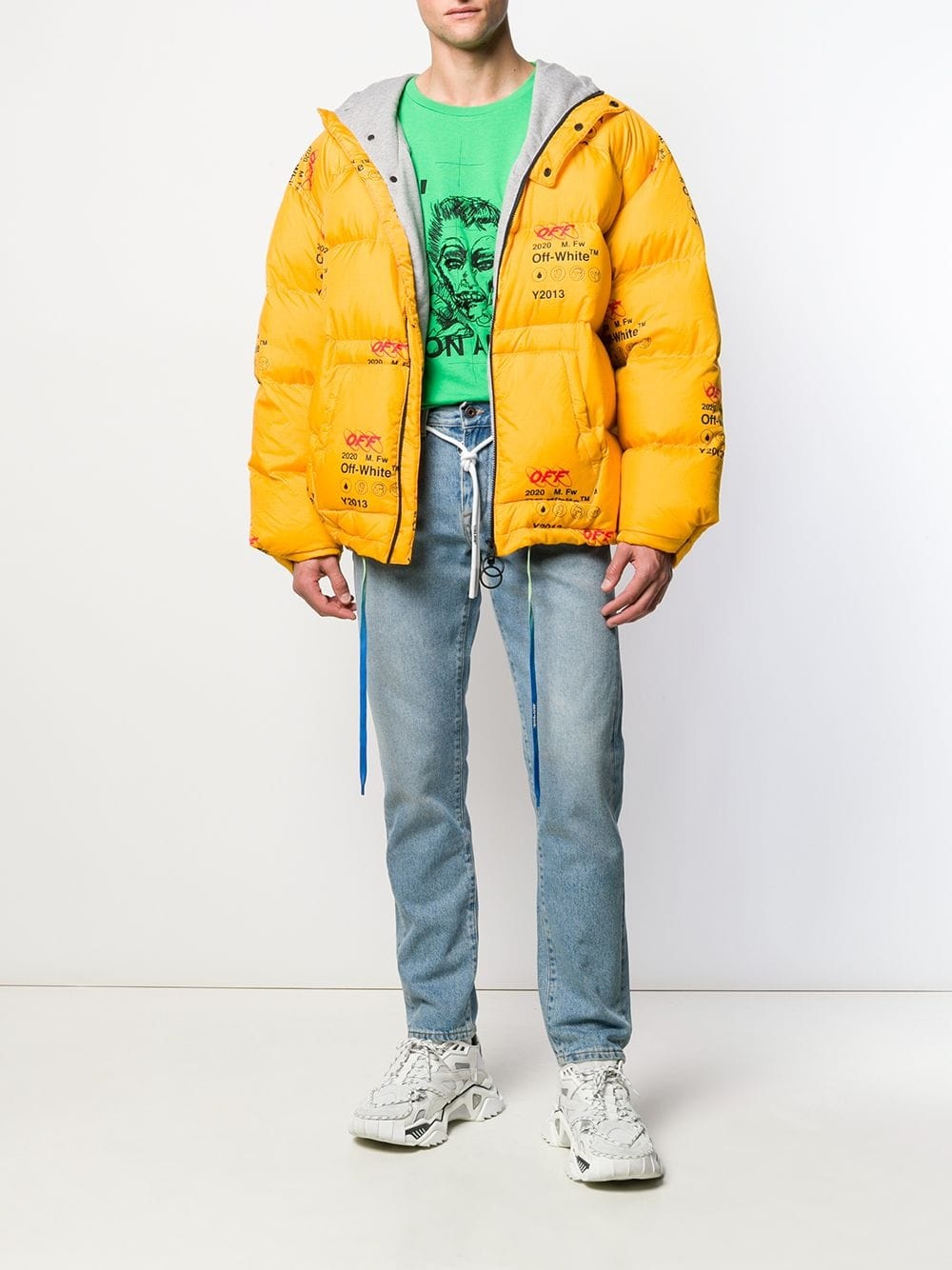Off-white Stitched Straight Jeans In Blue