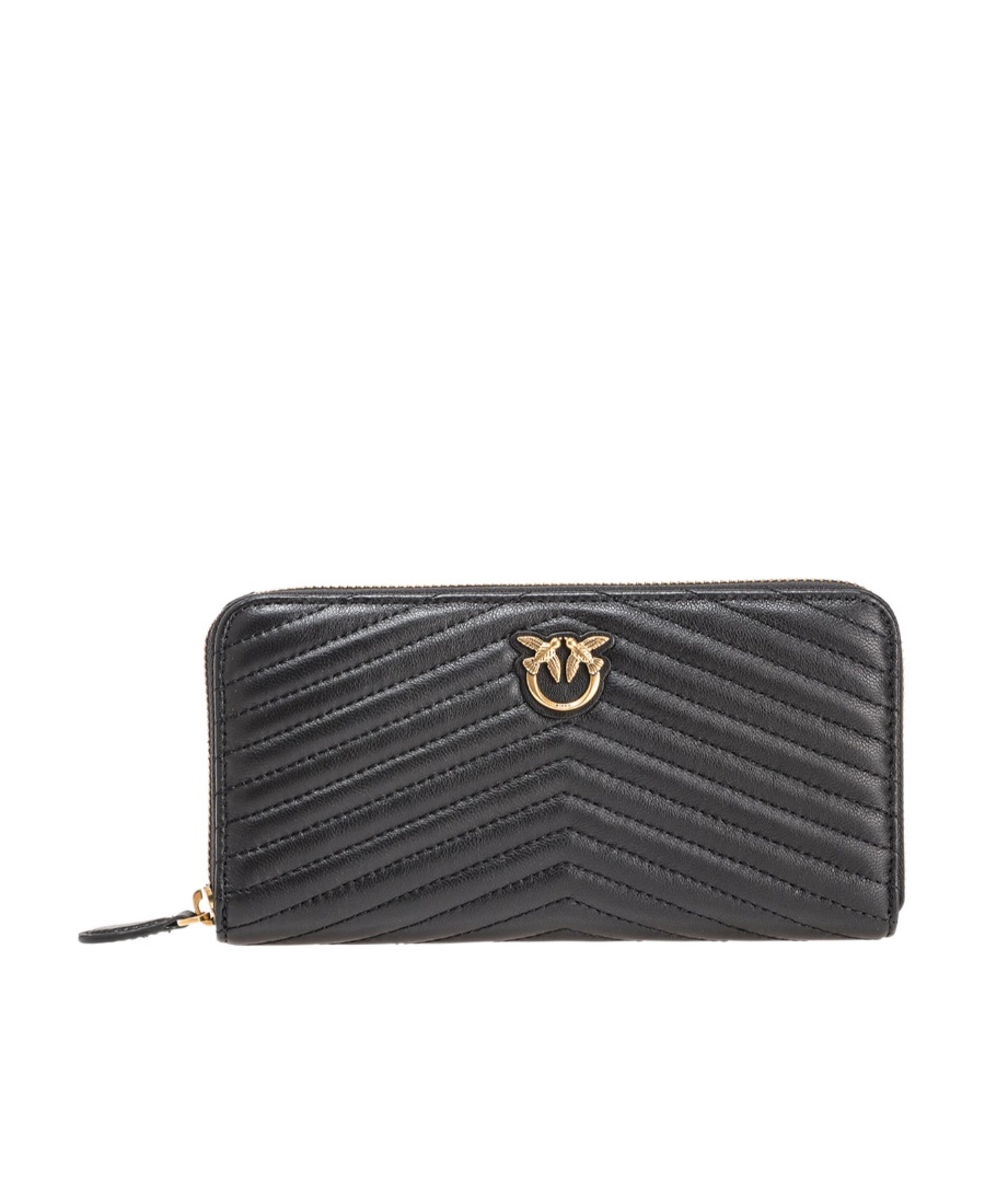 Pinko Ryder Logo Plaque Zipped Wallet In Black