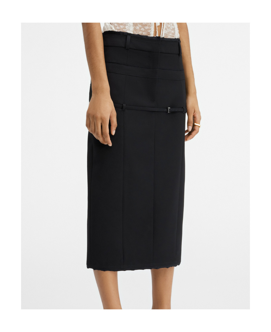 Jacquemus Wool Strap Skirt In Black