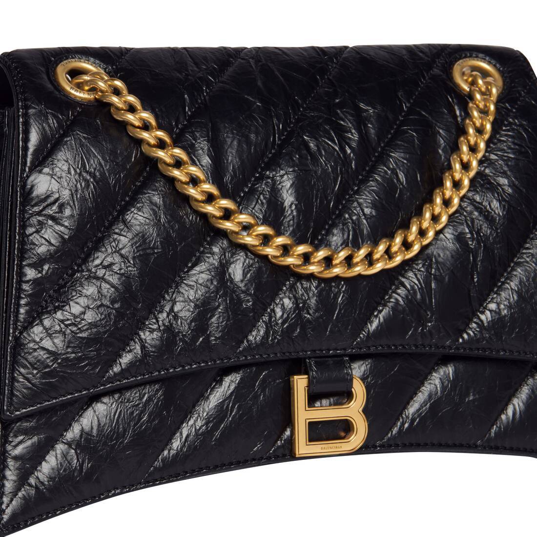 Balenciaga Hourglass S Quilted Shoulder Bag In Black