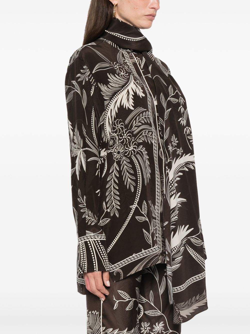 F.r.s For Restless Sleepers For Restless Sleepers Printed Silk Shirt In Black