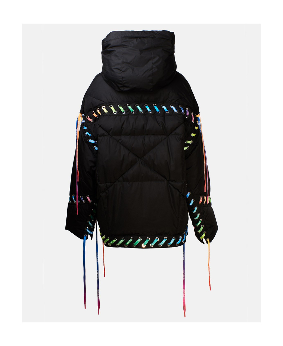 Khrisjoy Contrasting Lace-up Puffer Jacket In Black