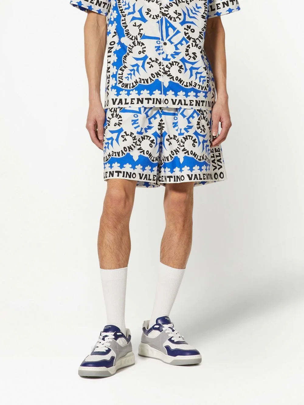 Valentino All-over Print Bermuda Shorts In White