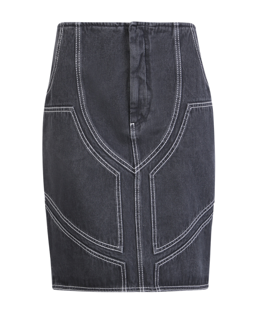 Off-white Curved Hem Denim Skirt In Black