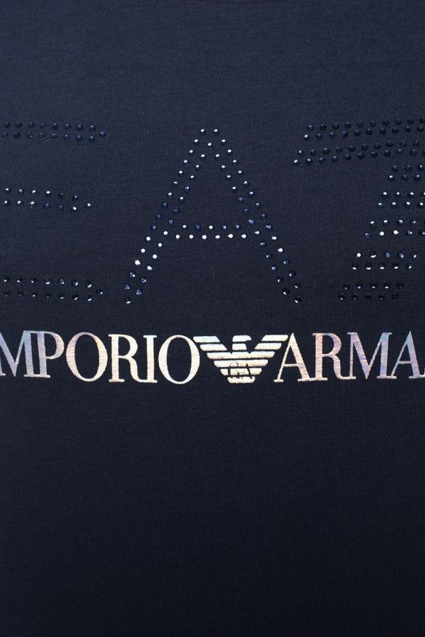 Ea7 Ironing A Diamond Logo T-shirt In Black
