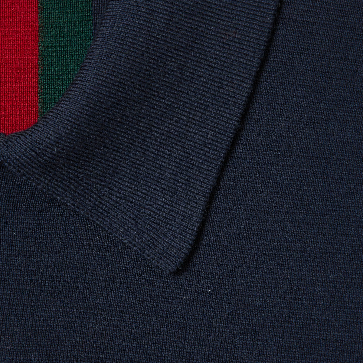Gucci Wool Polo Shirt Web Detail In Blue