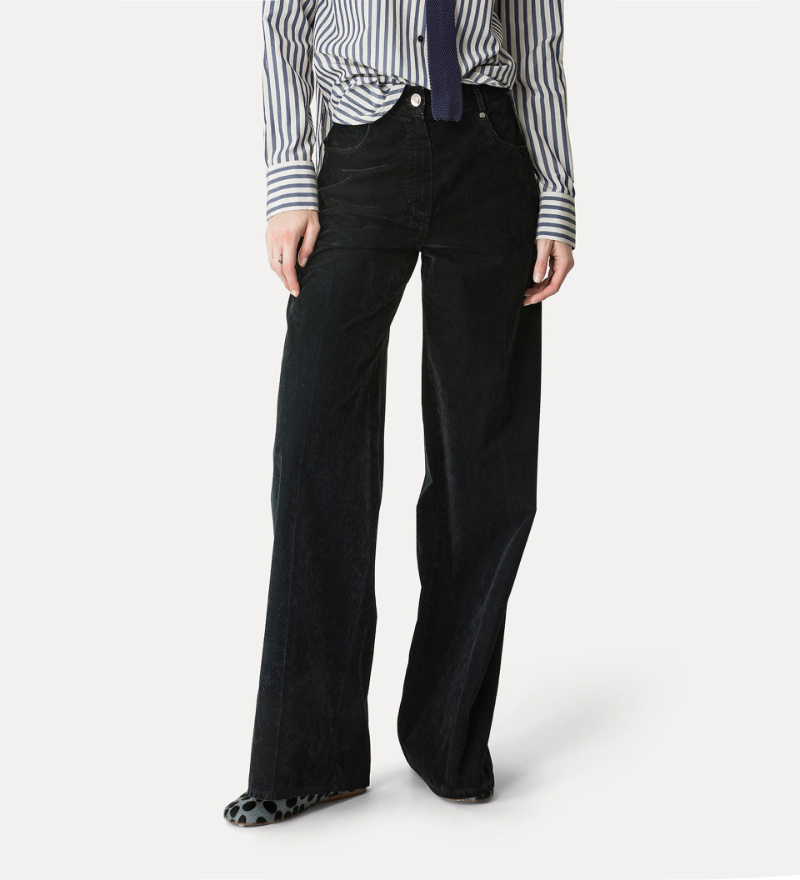 Forte Forte 5pocket Trousers In Flocked Cotton In Black