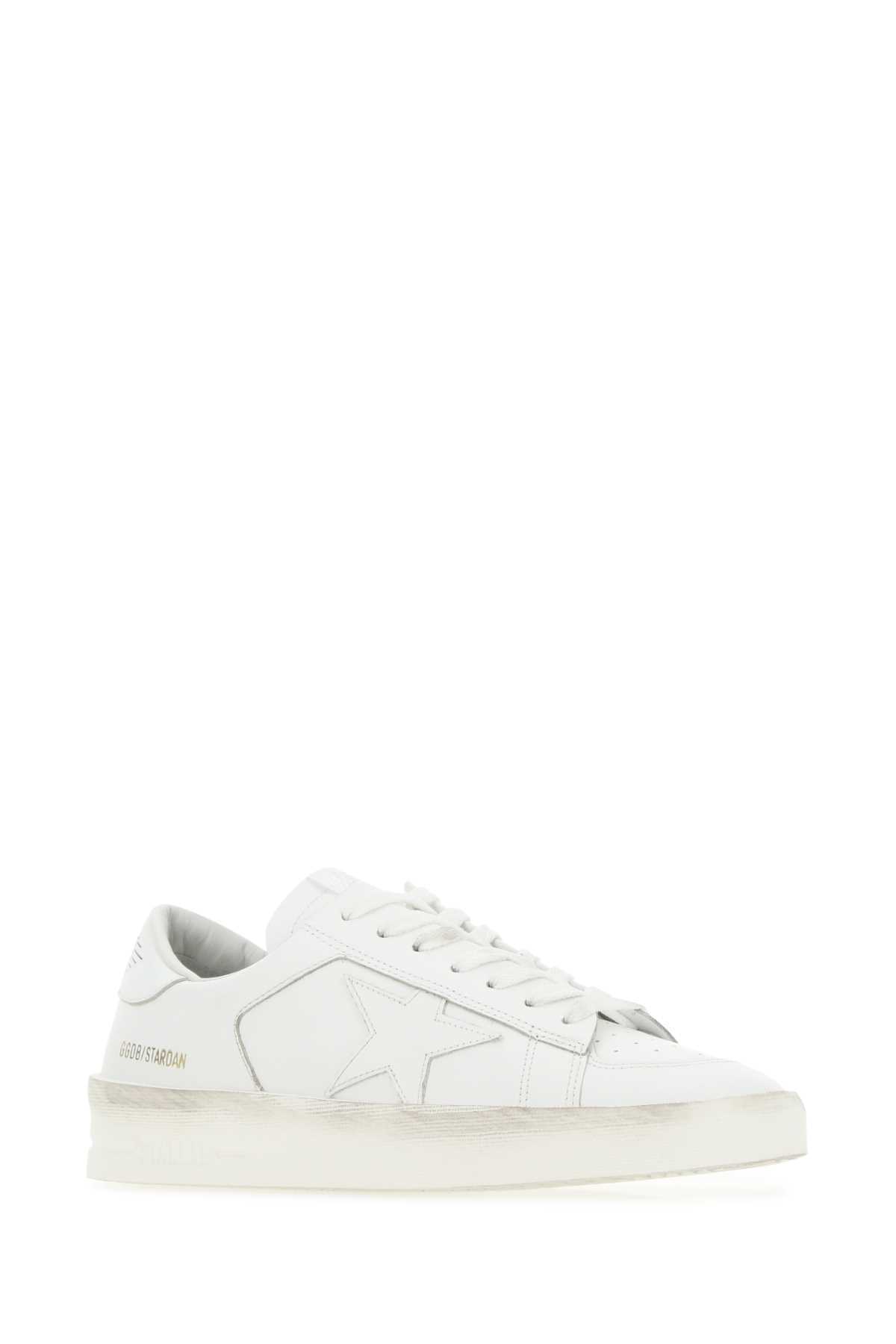 Golden Goose White Stardan Leather Sneakers With Star Motif In White
