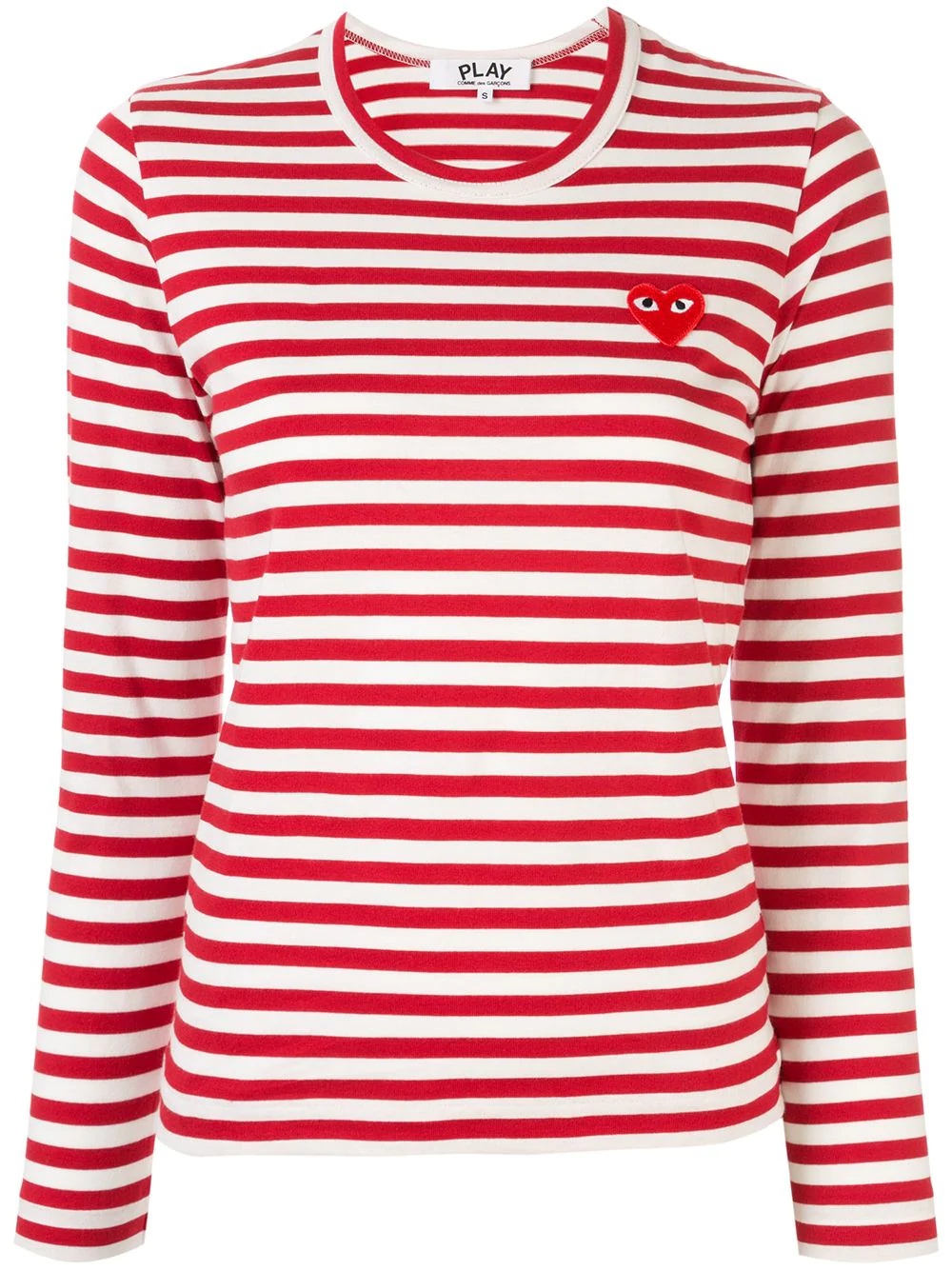 Comme Des Garçons Play Little Red Heart Striped T-shirt In White