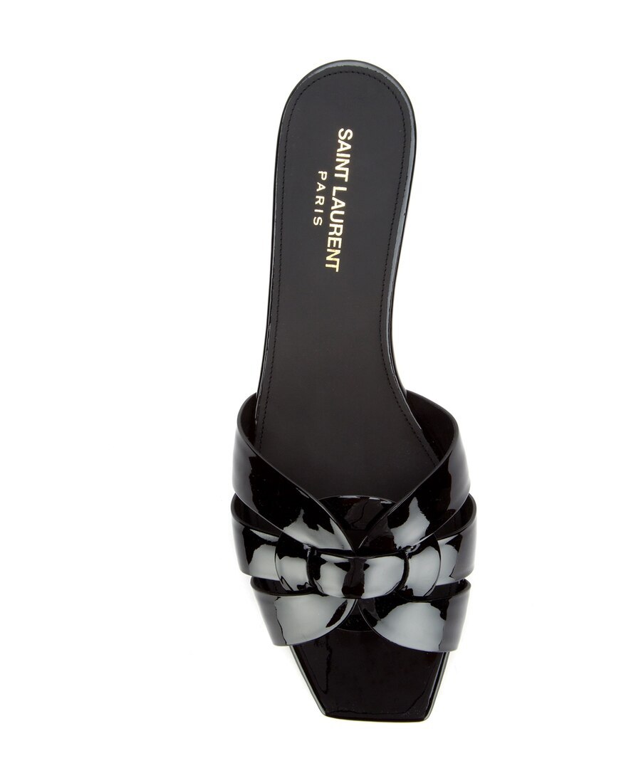 Saint Laurent Tribute 05 Leather Nu Pieds Flat Sandals In Black