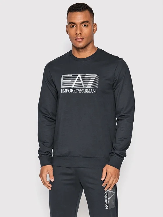 Ea7 Round-necked Logo Sweater In Black