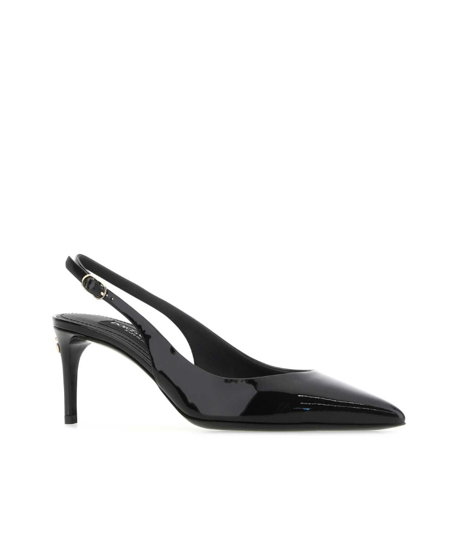 Dolce & Gabbana Tortoiseshell-print Patent Leather Slingbacks In Black