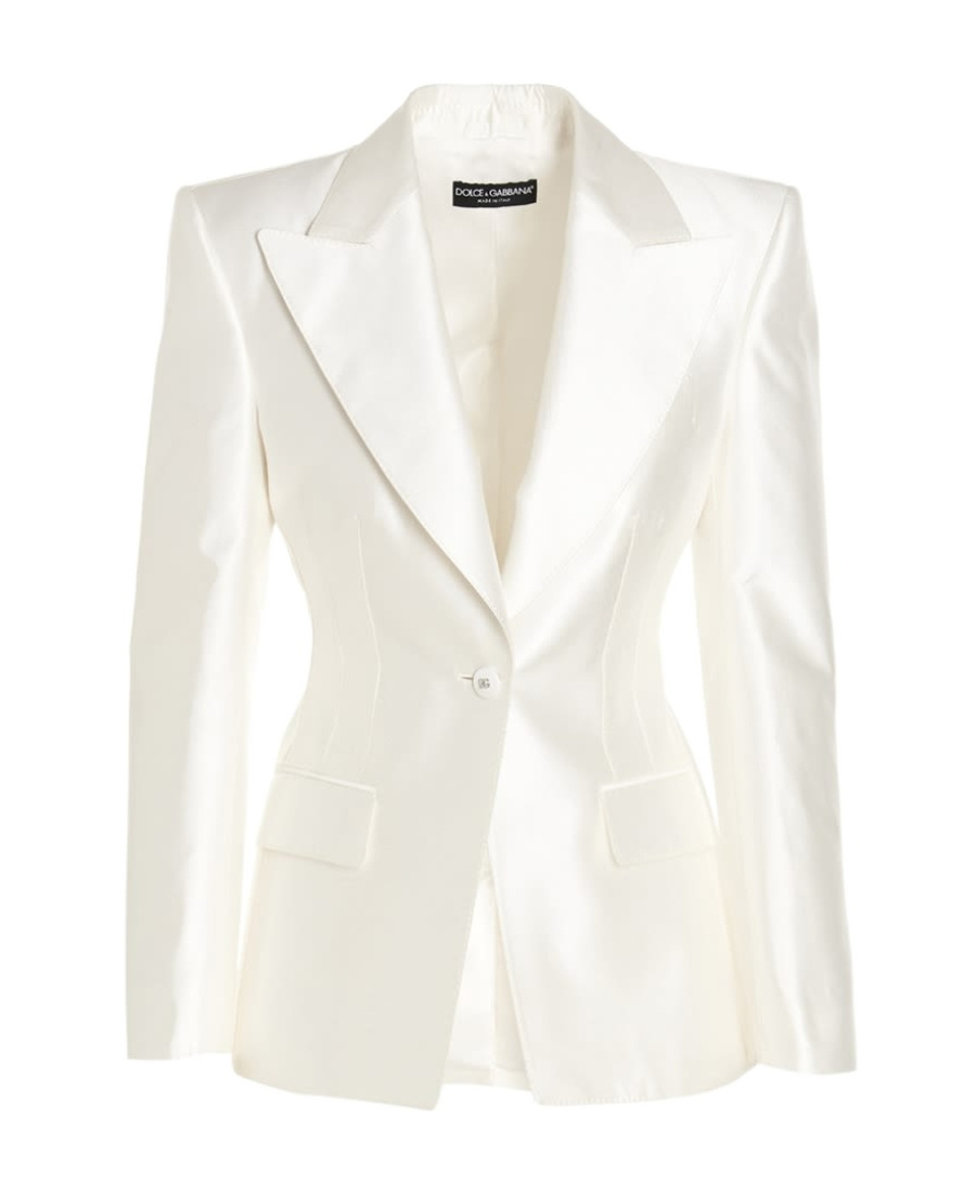 Dolce & Gabbana Dolce Gabbana Logo Botton Single-breasted Blazer In White