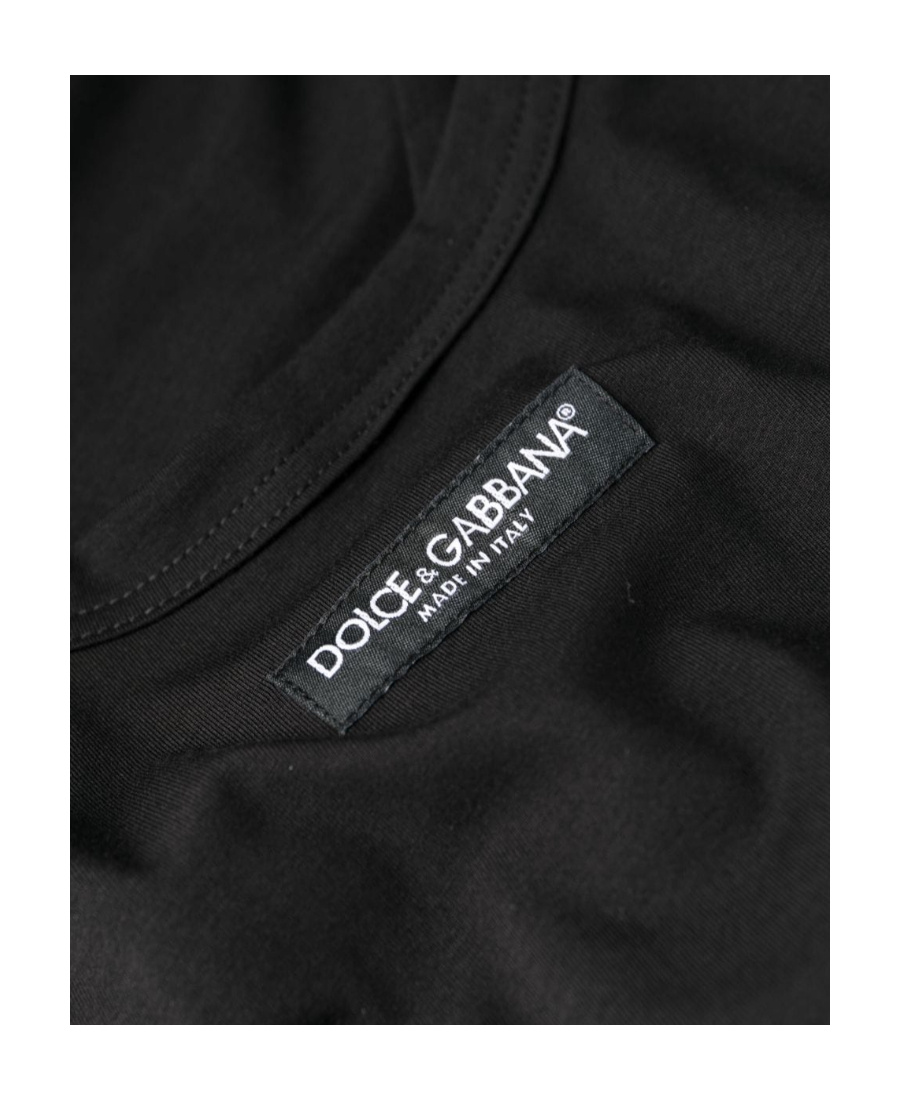 Dolce & Gabbana Stretch Cotton Tank Top With Logo Label Clothing In Black