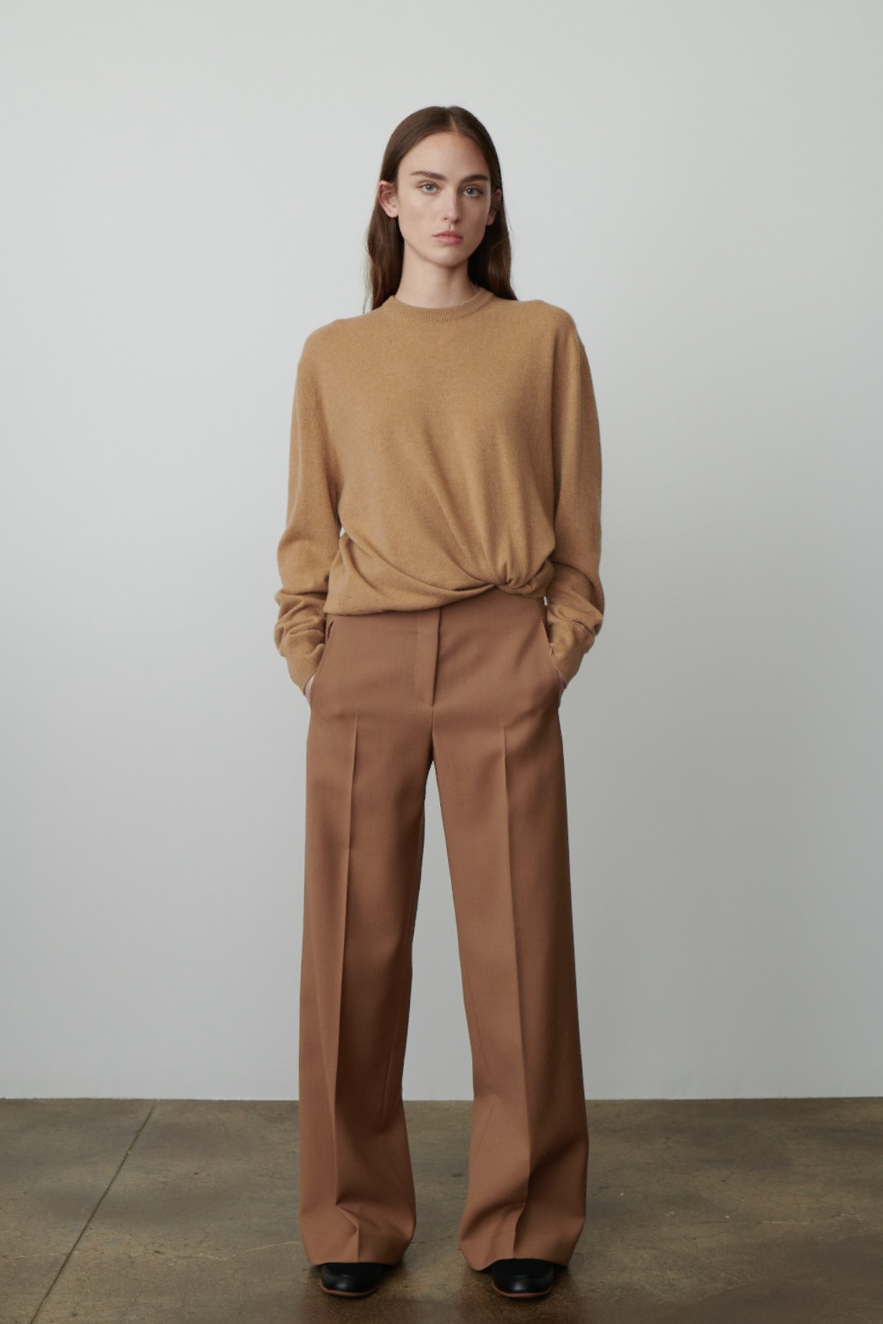 The Row Wide-leg Wool Casual Pants In Brown