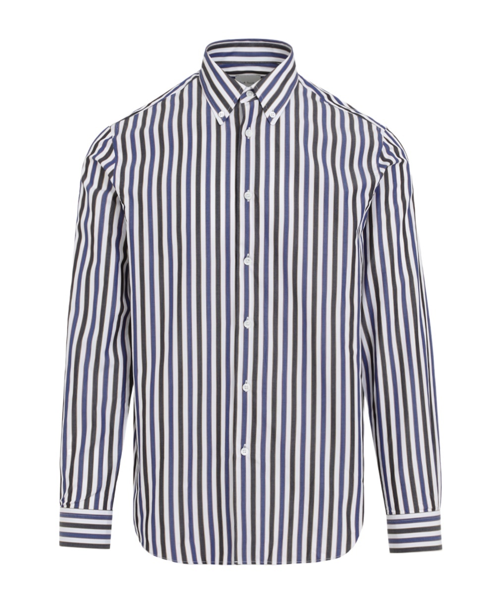 Shop Paul Smith Striped Cotton Shirt In White
