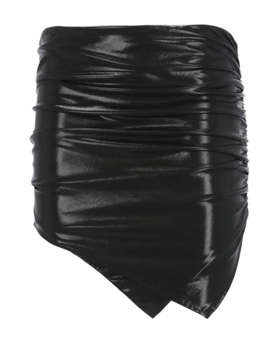 Attico Ruched Asymmetric Mini Skirt In Nude