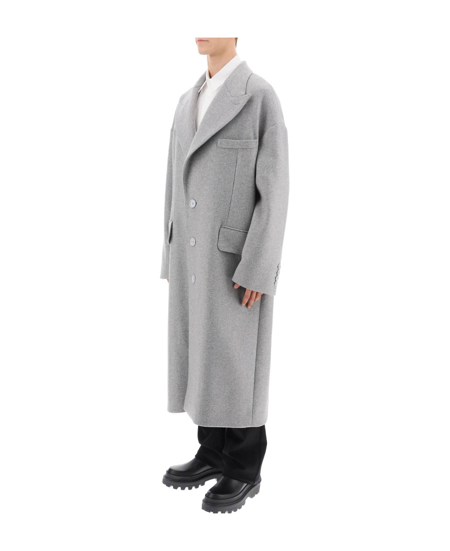 Dolce & Gabbana Oversize Single-breasted Wool-blend Coat In Gray