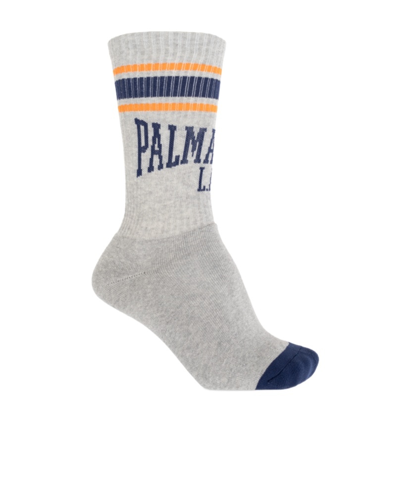 Palm Angels Logo-jacquard Socks In Gray