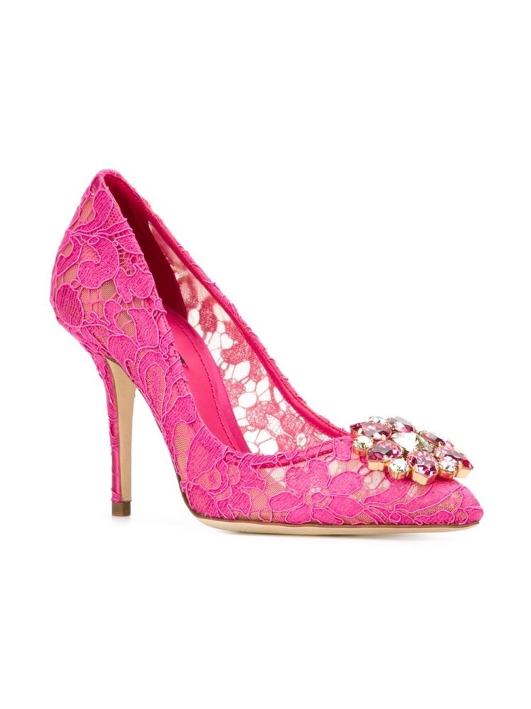 Dolce & Gabbana Woman Pumps Fuchsia Size 5.5 Viscose, Cotton, Silk, Polyamide In Animal Print