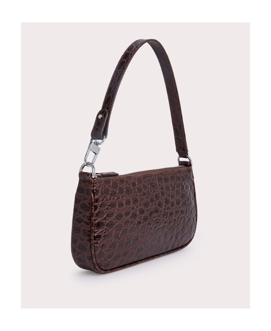 By Far Crocodile-effect Bag In Brown