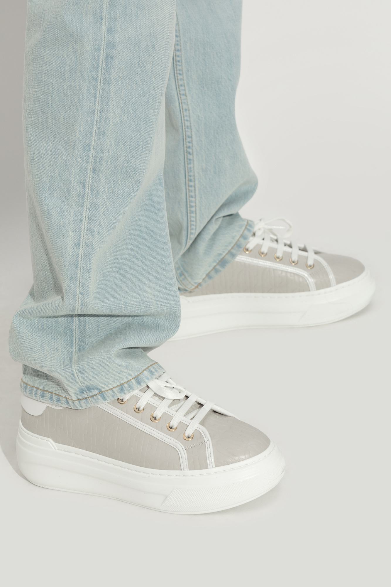 FURLA FURLA LOGO EMBOSSED LACE-UP SHOES